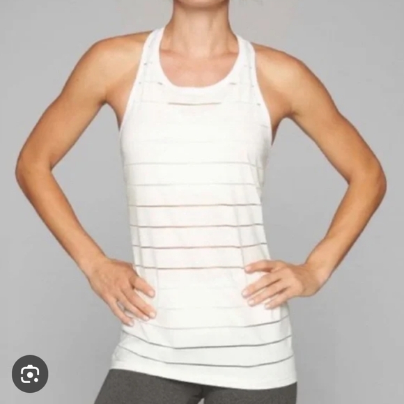 Athleta Tops - ATHLETA GAP White Striped Mesh Tank Top Size XSmall